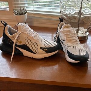 Nike Air Max 270 White and Black with Gold Accents